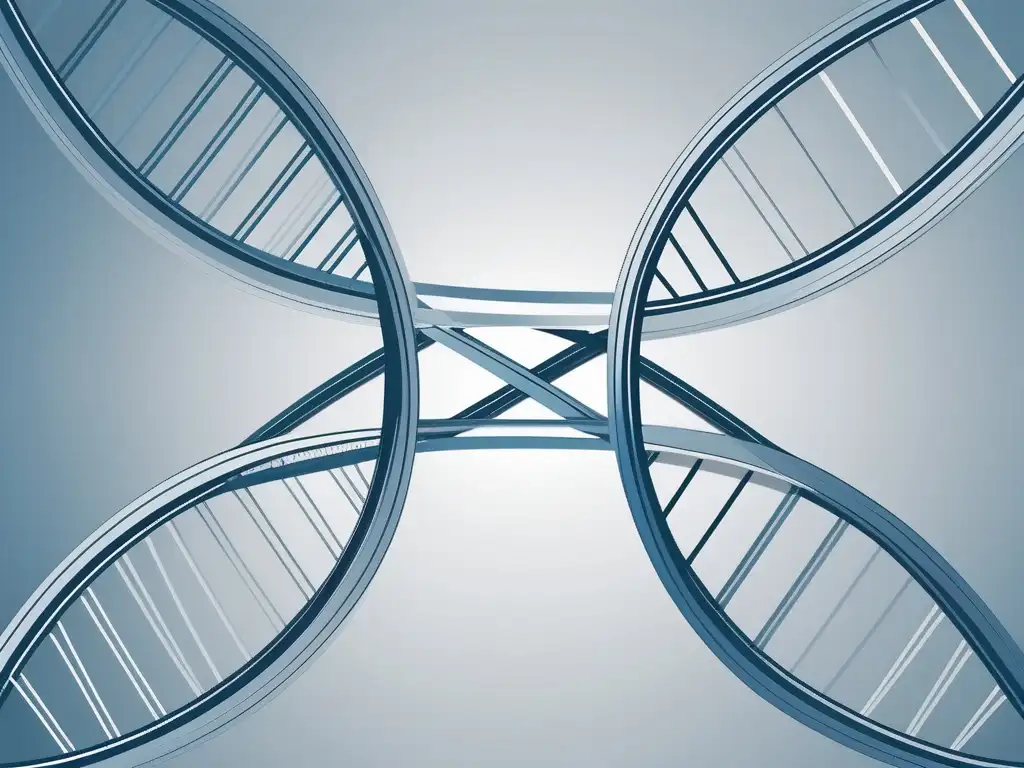 Habilidades de negociación en genómica: imagen abstracta de ADN entrelazado, simbolizando la relación entre negociación y genómica