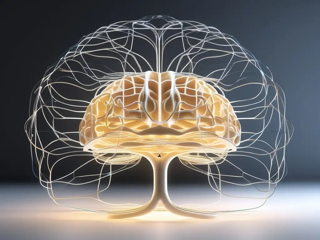 Representación abstracta de un cerebro con redes neuronales interconectadas