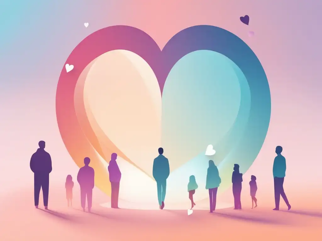 Fomentar empatía en niños líderes, imagen abstracta de niños en círculo con corazones flotantes