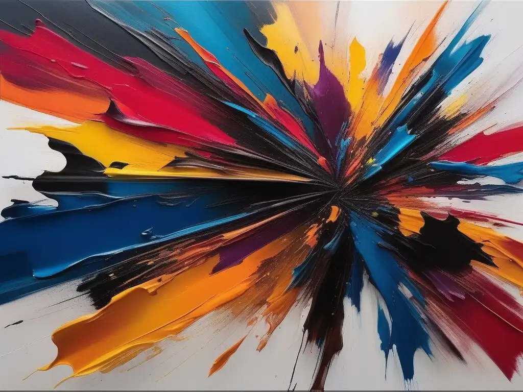 Pintura abstracta con pinceladas vivas y vibrantes, crea una composición dinámica