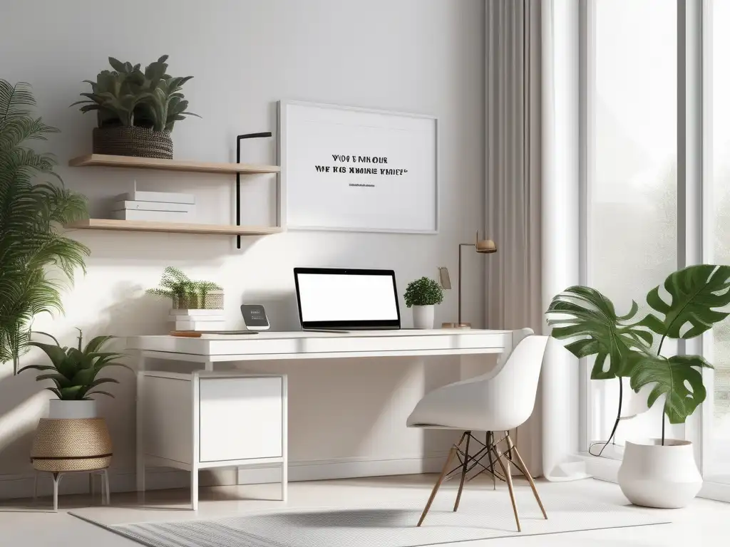 Espacio de trabajo en casa sereno Oficina en casa: motivación en el teletrabajo