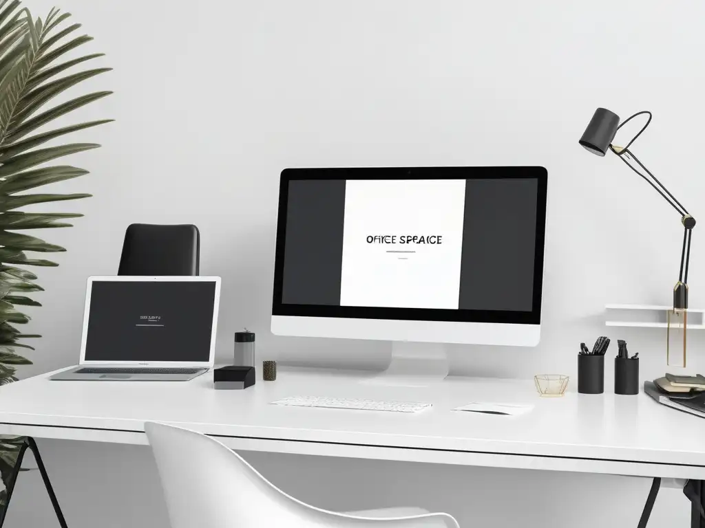 Oficina minimalista y funcional Espacio de oficina minimalista con motivación en el teletrabajo