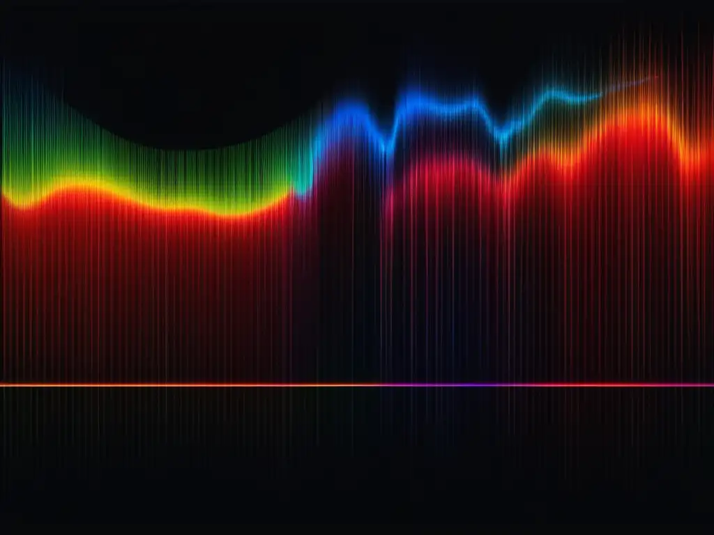 Importancia del tono de voz en la comunicación: imagen abstracta y minimalista de ondas de sonido en colores vibrantes