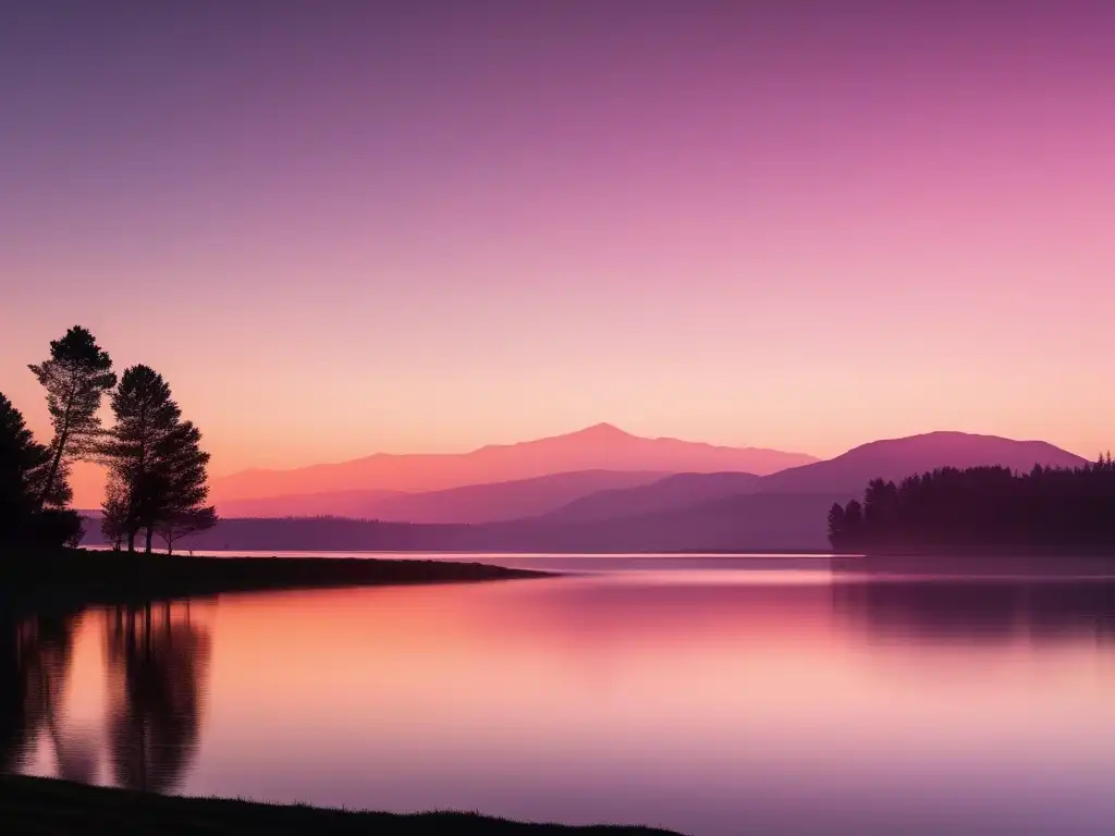 Paisaje sereno al atardecer, reflejando habilidades de manejo del estrés en niños