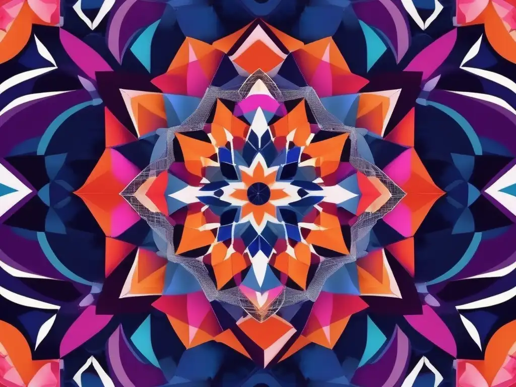 Importancia de la creatividad en habilidades blandas: patrón kaleidoscópico vibrante, minimalista y colorido