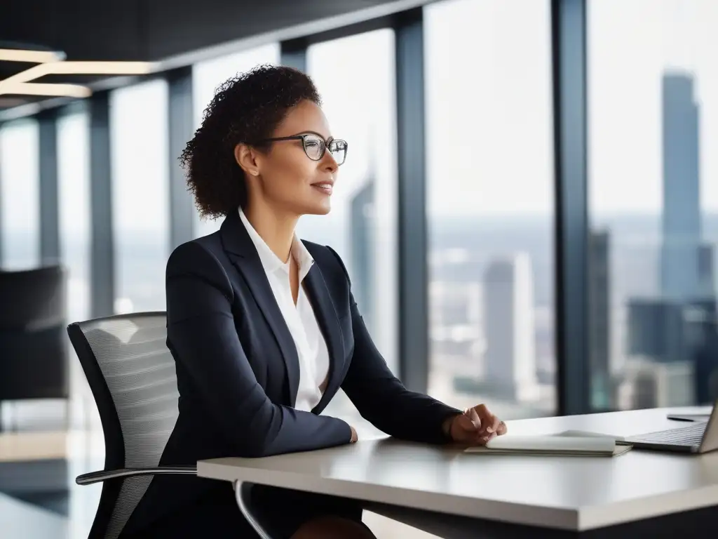 Mujer de negocios con habilidades blandas para manejar estrés en relaciones comerciales