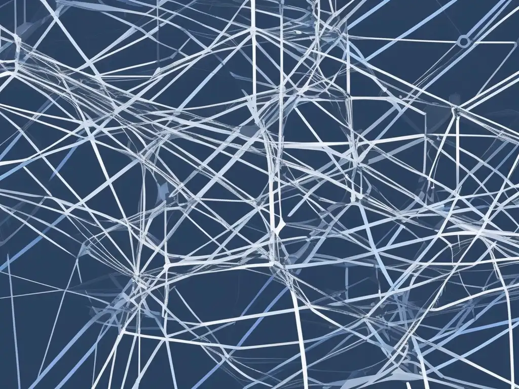 Tangled network of lines symbolizing data communication complexities