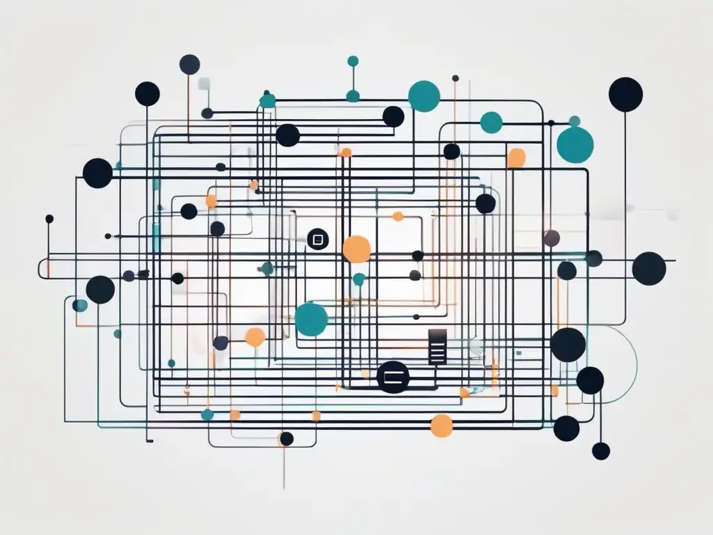 Importancia comunicación efectiva en redes sociales: imagen minimalista abstracta de red de comunicación interconectada con líneas y nodos