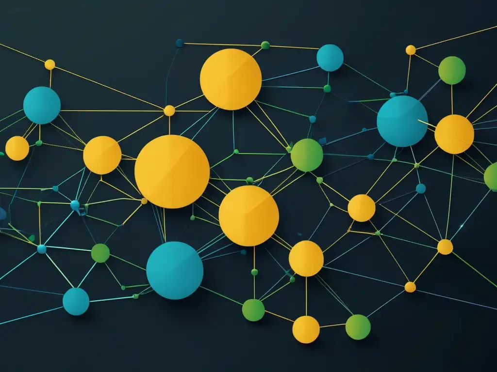 Importancia del networking en emprendimiento: imagen abstracta de líneas y nodos interconectados, simbolizando eficiencia, armonía y orden