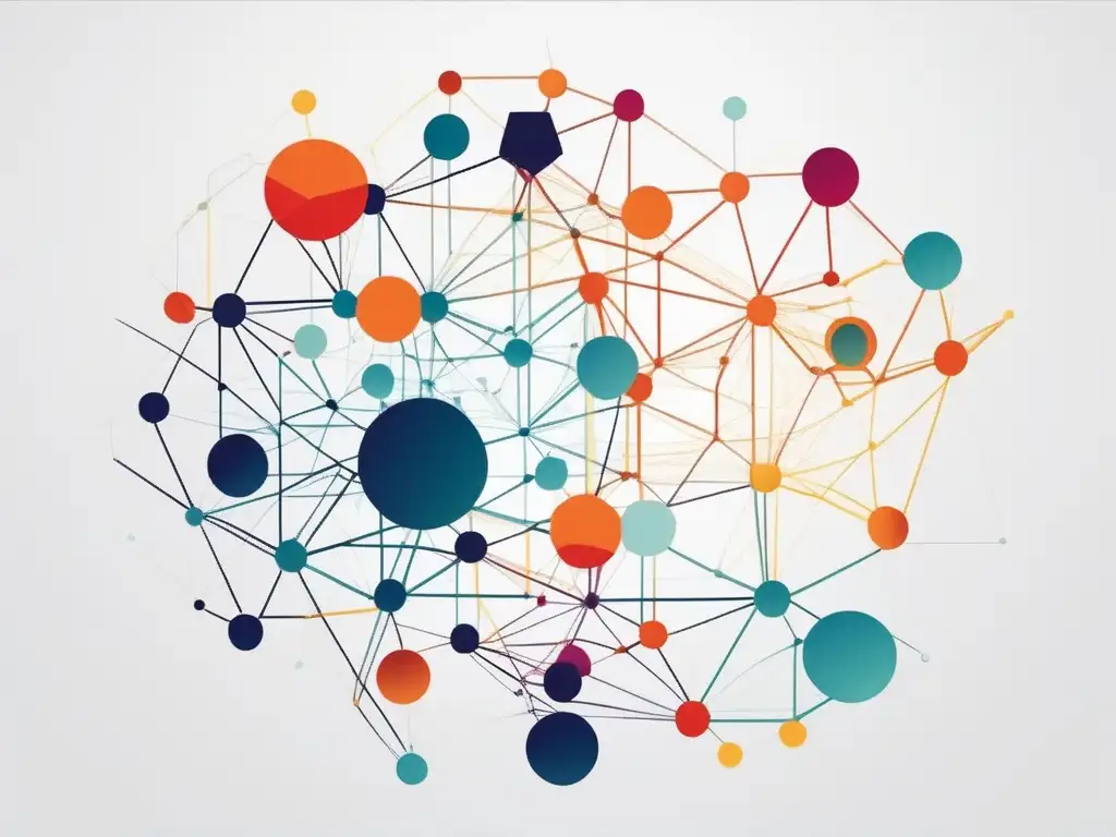 Habilidades de networking para investigadores: imagen abstracta de líneas y nodos interconectados, representando colaboración y expansión de conocimiento en ciencia