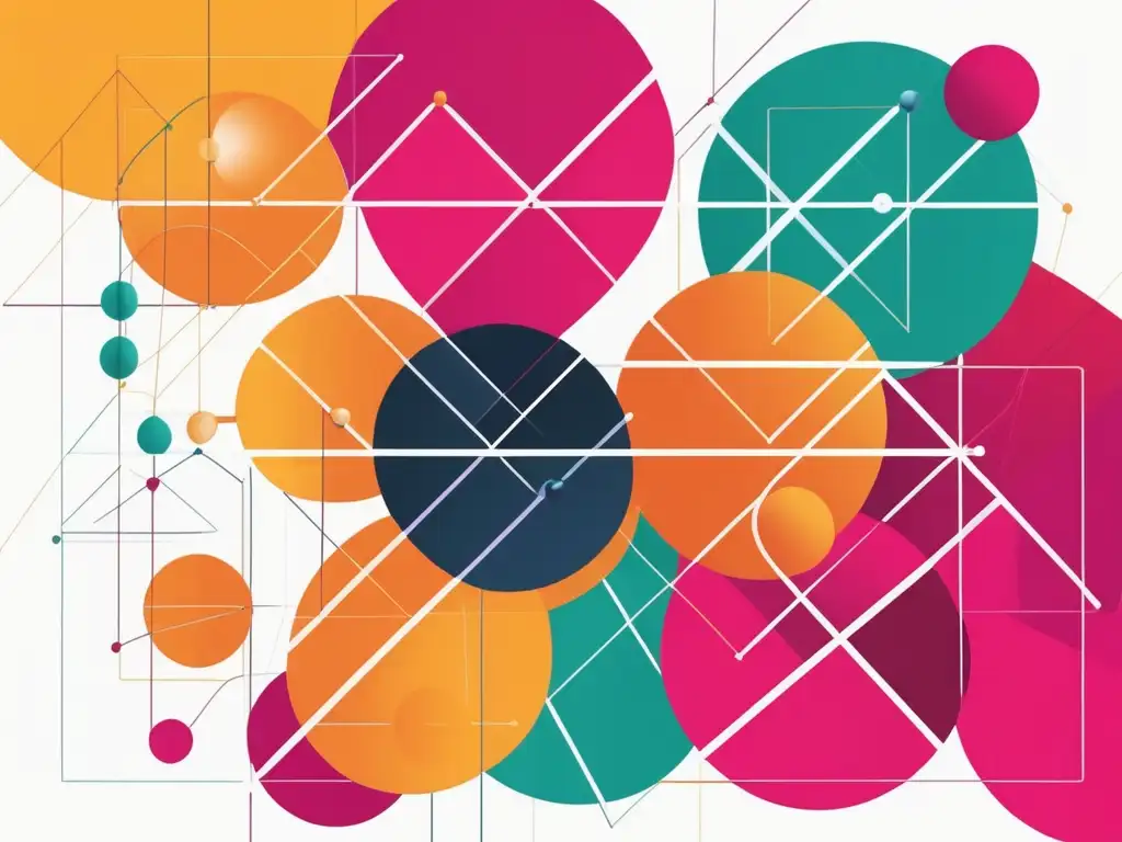 Importancia del networking para expandir mercado: imagen abstracta de nodos y líneas interconectados en colores vibrantes