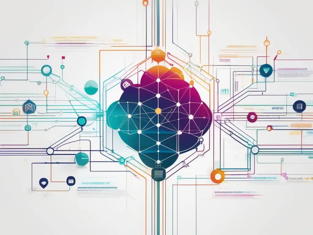Importancia de la integridad en la innovación: red de líneas y nodos interconectados que representan confianza y colaboración