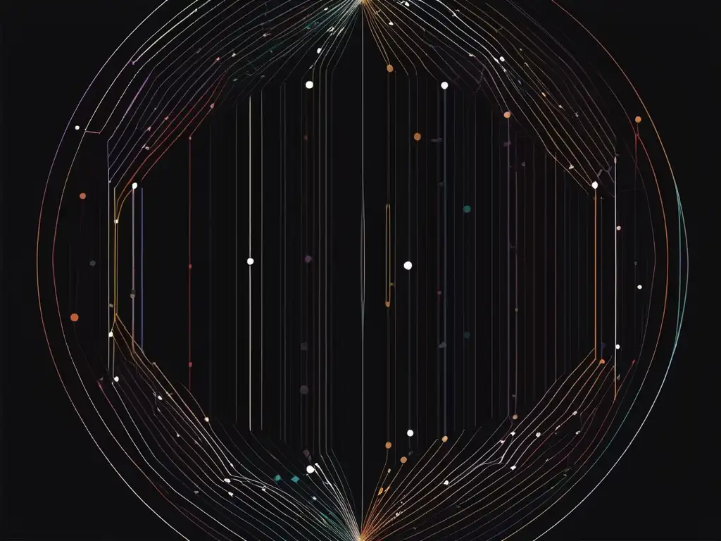 Comunicación de datos complejos: imagen abstracta que representa la interconexión y precisión de técnicas de visualización de información