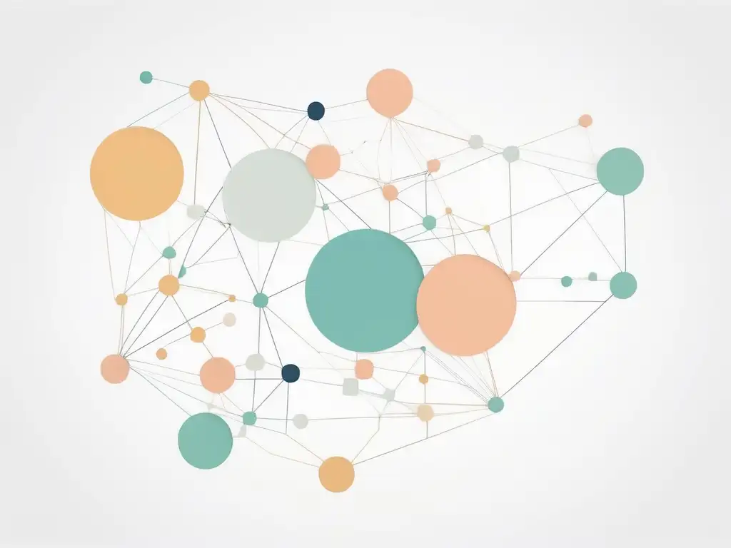 Conexiones empáticas en el mundo digital: una imagen abstracta minimalista de líneas y nodos interconectados en un fondo blanco