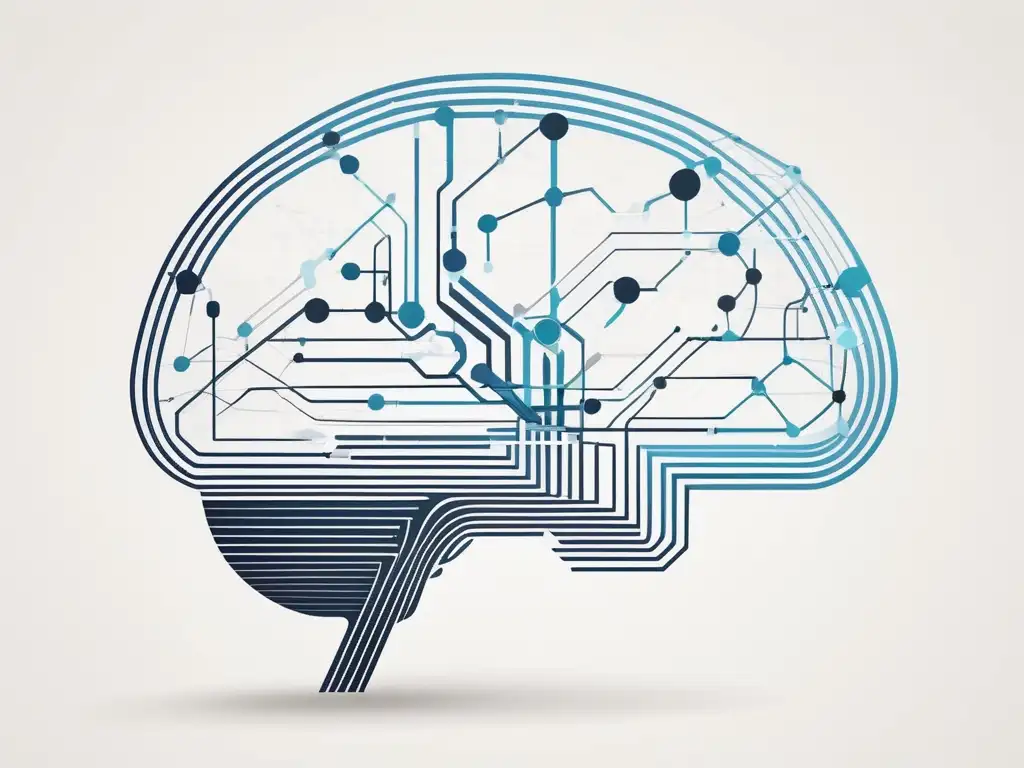 Importancia habilidades blandas futuro trabajo: imagen abstracta del cerebro humano con líneas y formas geométricas