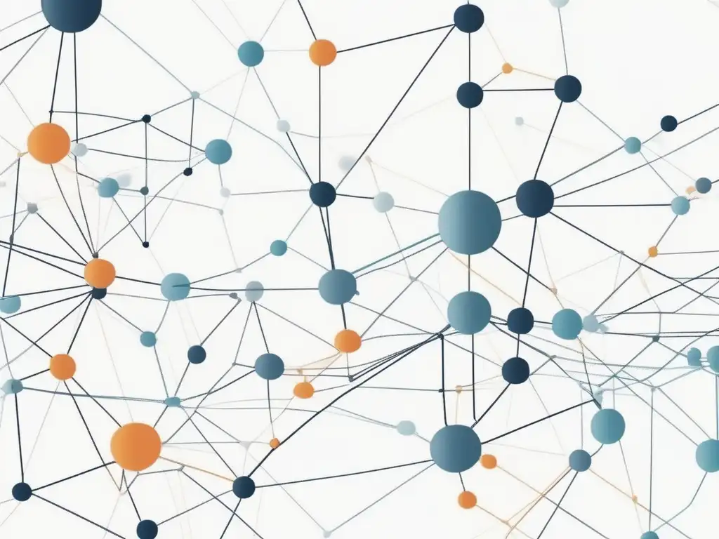 Importancia habilidades blandas networking: imagen abstracta de redes interconectadas con nodos representando diferentes habilidades blandas