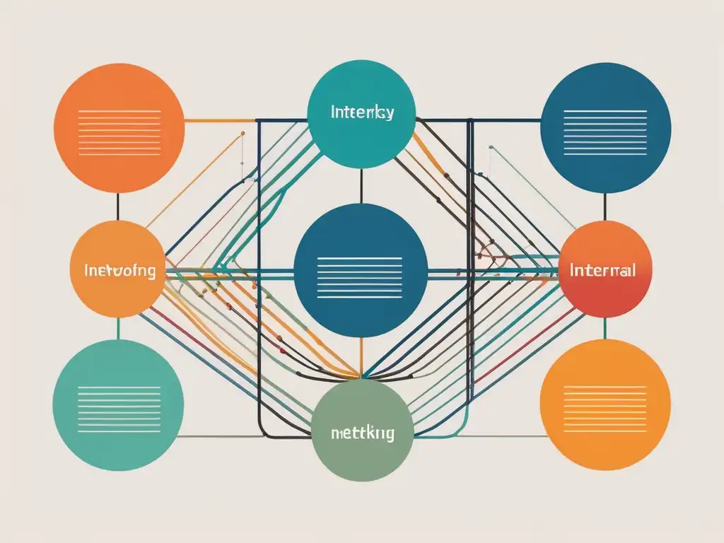 Habilidades de networking para emprendedores: Imagen minimalista de líneas interconectadas que representan habilidades y aspectos del networking