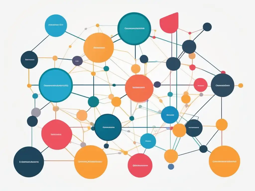 Habilidades blandas en software como servicio: una imagen abstracta y minimalista que representa una red de nodos interconectados, cada uno representando una habilidad blanda necesaria en la industria del software como servicio