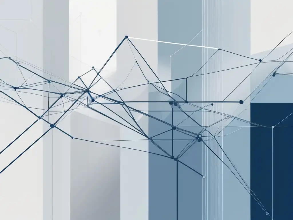 Diplomacia en habilidades blandas: imagen abstracta y minimalista que representa las conexiones y relaciones en el liderazgo diplomático