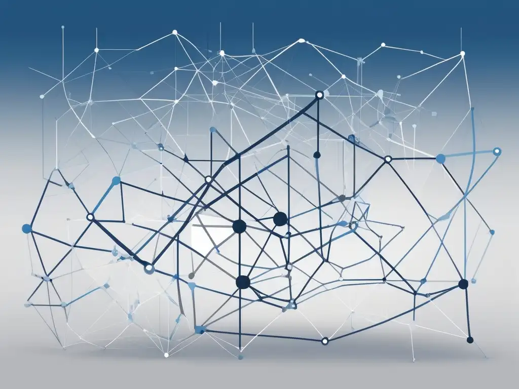 Enseñanza innovadora de habilidades blandas: imagen minimalista que representa la interconexión y fluidez de las habilidades blandas en tonos azules y grises