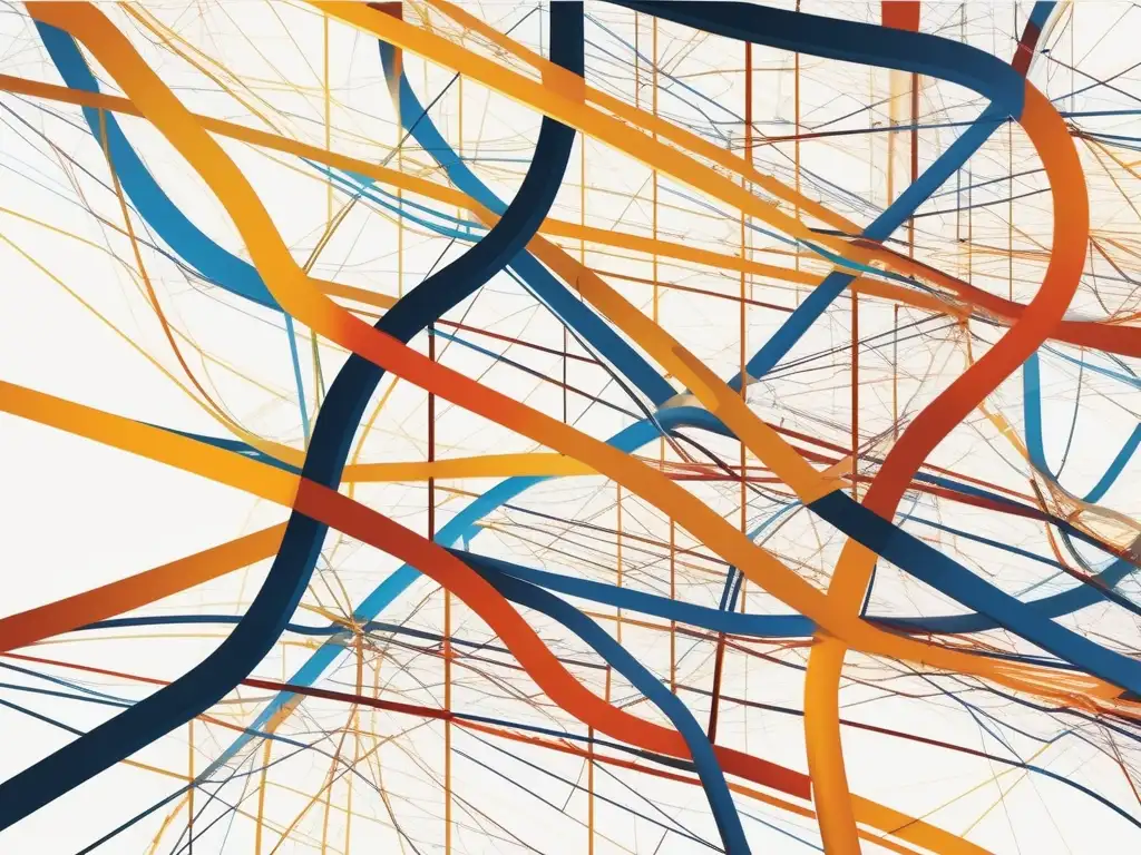 Tangled network of colorful lines and nodes representing data communication: Habilidades de comunicación de datos