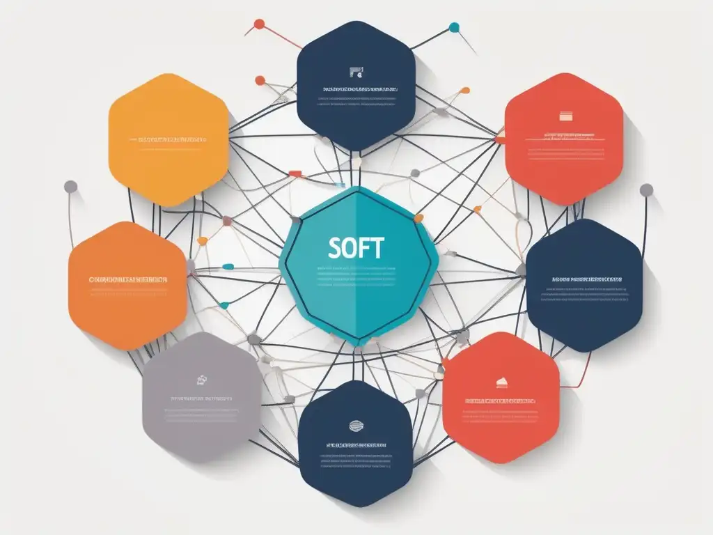 Importancia habilidades blandas educación: imagen abstracta de líneas y nodos interconectados que simbolizan la relevancia de las habilidades blandas en el mundo actual
