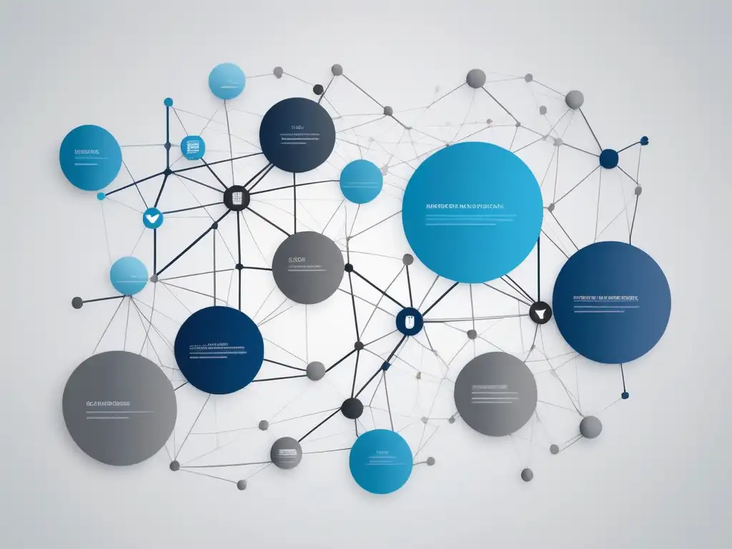 Beneficios del networking: conexiones clave en industrias, diseño minimalista con líneas y nodos en tonos azules y grises