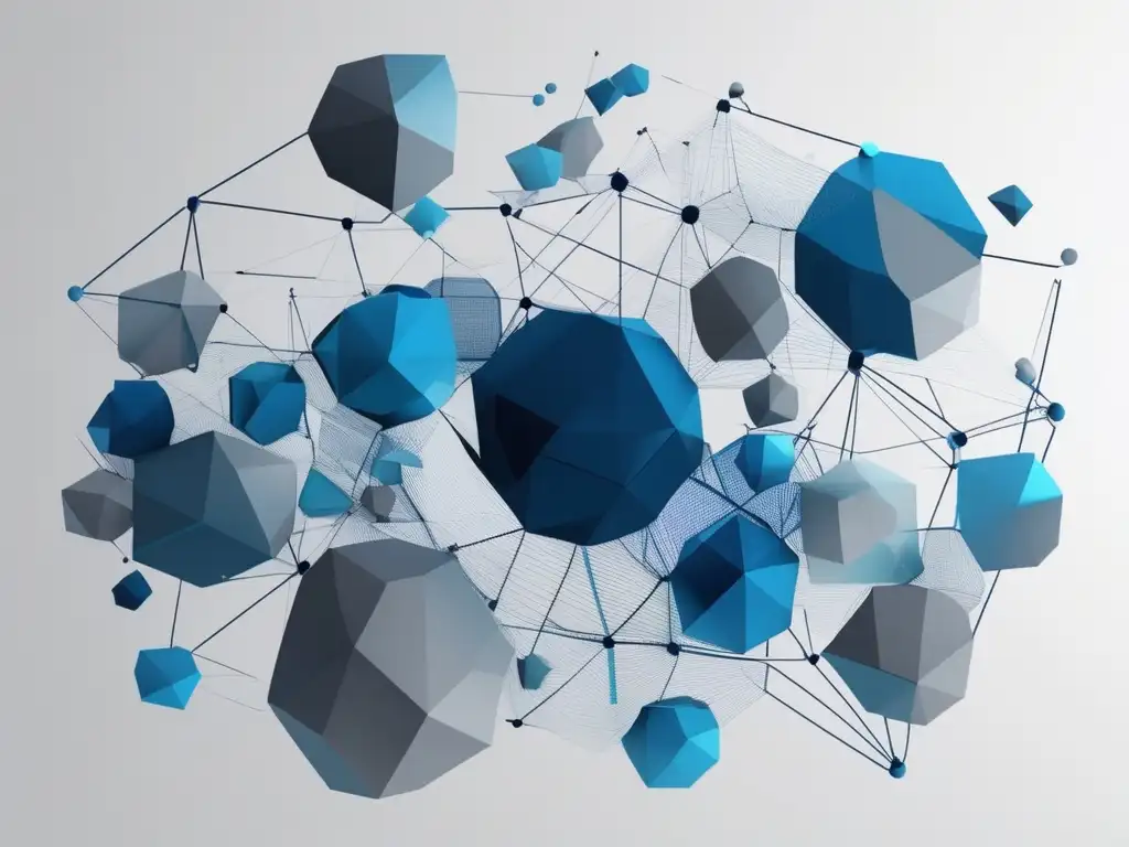 Importancia ética digital en habilidades blandas: imagen abstracta azul y gris de formas geométricas interconectadas