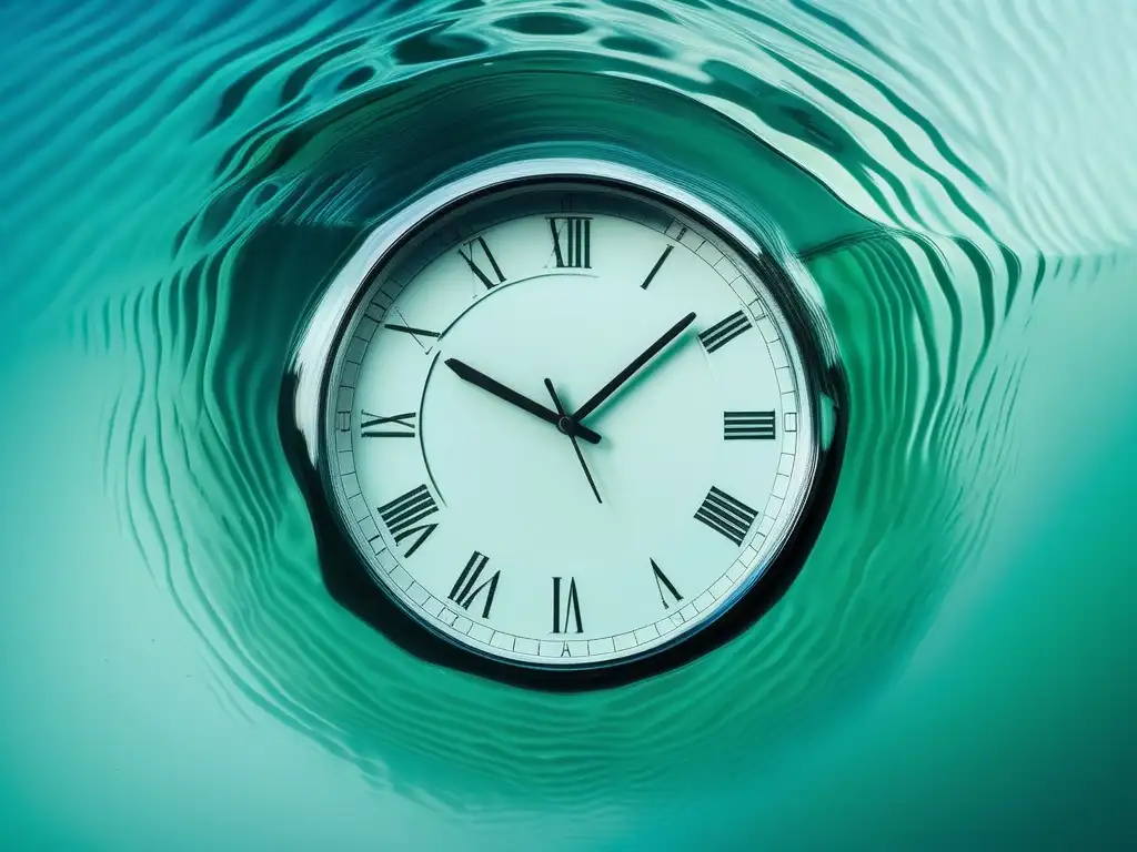 Perspectiva intrigante sobre procrastinación: un reloj sumergido en agua congelada