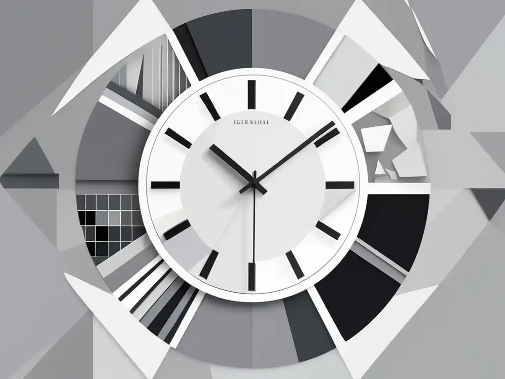 Reloj abstracto con tareas divididas y señales de procrastinación