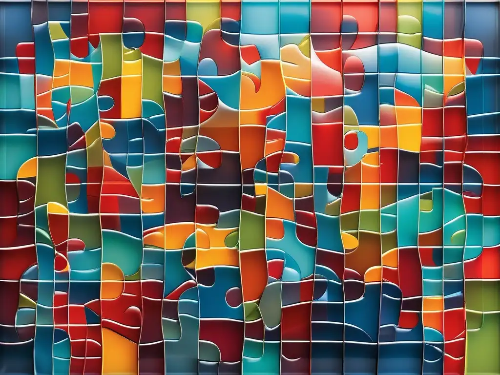 Importancia de la Inteligencia Emocional en la Ética: Puzzle de vidrio colorido, simbolizando emociones, empatía y decisiones éticas