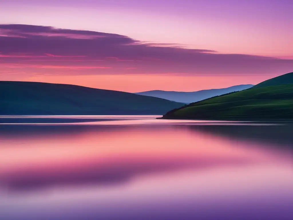 Paisaje sereno al amanecer, reflejo de tranquilidad y paciencia en situaciones difíciles