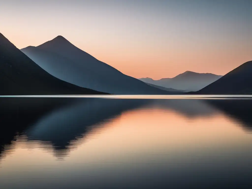 Imagen de lago sereno rodeado de montañas, reflejando tranquilidad y paz - Estrategias de manejo del estrés