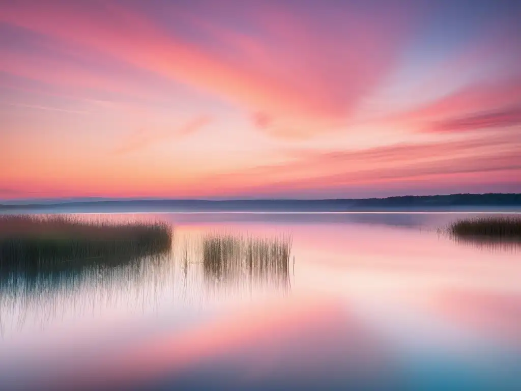 Paisaje sereno al amanecer, reflejo de la importancia del liderazgo positivo en salud mental