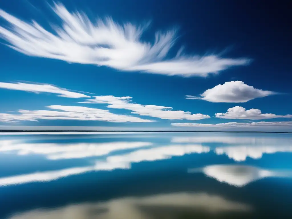 Paisaje sereno y minimalista con cielo y agua reflejando tranquilidad y simplicidad