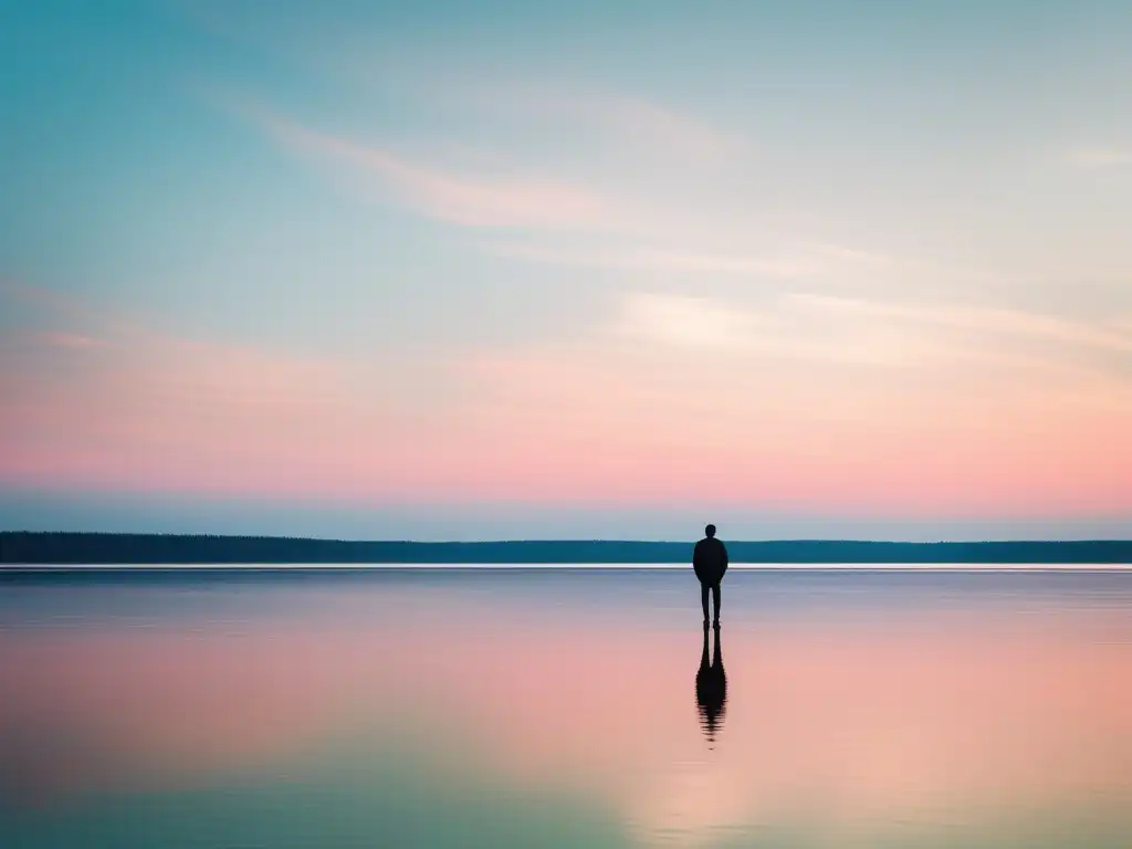 Persona contemplando serena belleza de un lago, resalta importancia de la resiliencia en habilidades blandas