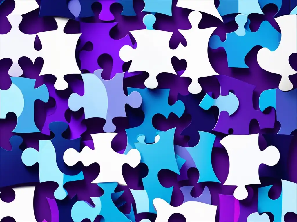 Habilidades blandas para equipos multigeneracionales, puzzle azul y morado que simboliza la colaboración y diversidad