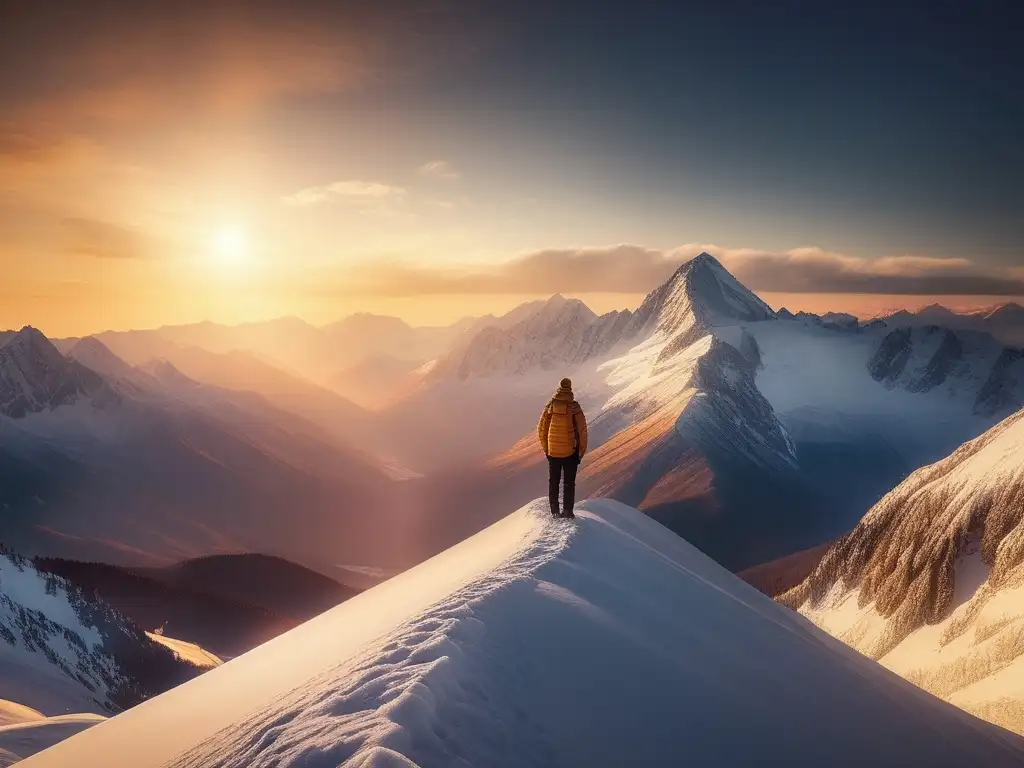 Persona en paisaje montañoso, simbolizando transformación personal a través de la Gestión del Cambio