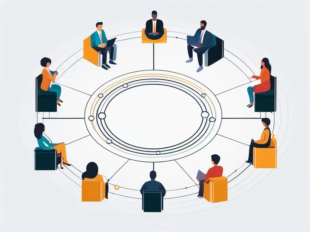 Imagen: Construir confianza en equipo - Representación abstracta y detallada de una red de indicadores de confianza en un equipo